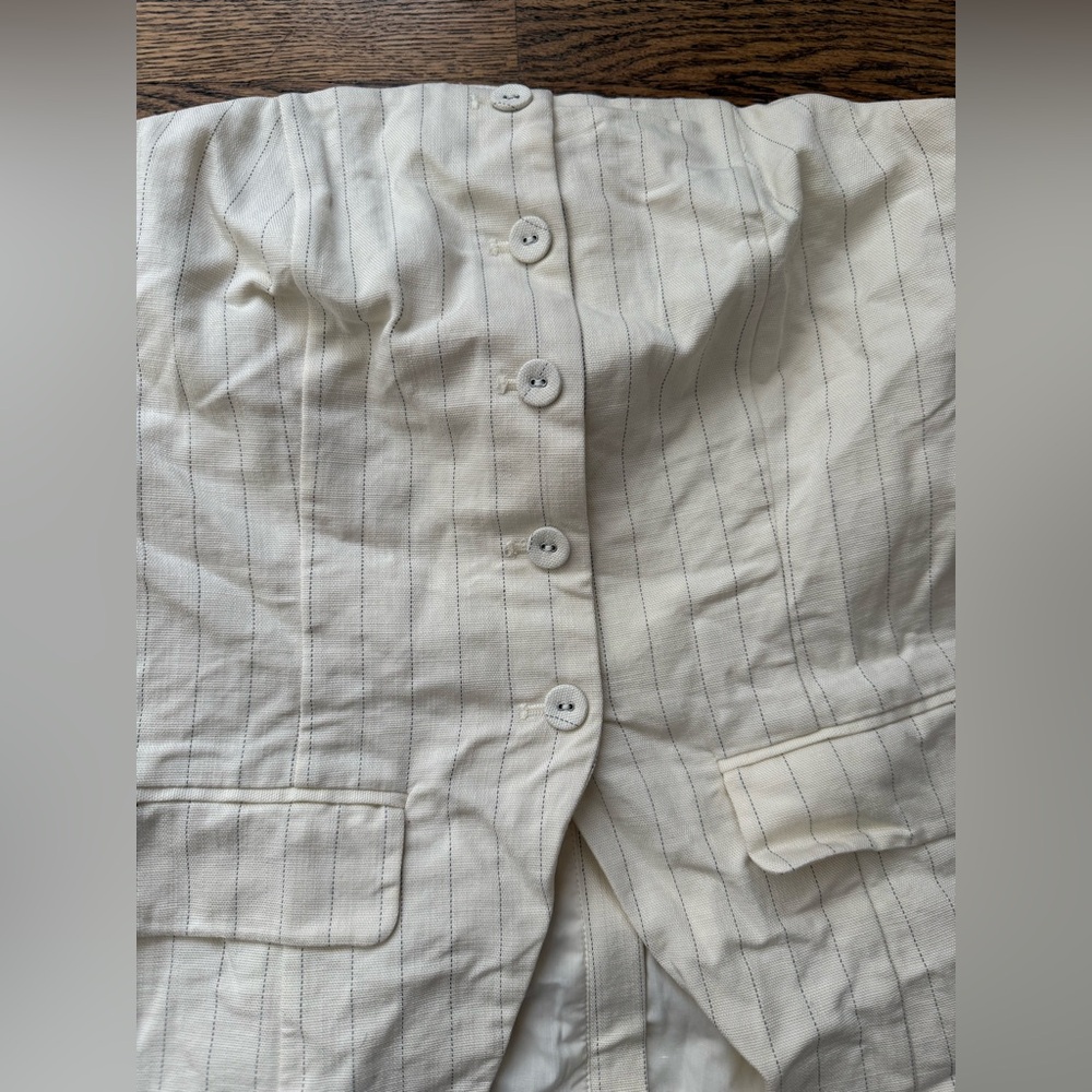 ASOS DESIGN Premium tailored longline bandeau top in the cream stripe size 8 - Picture 3 of 8